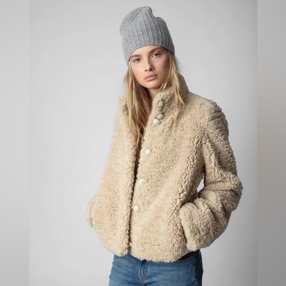 Zadig and Voltaire Fino Sherpa Jacket‎ Coat - NWT Large - Picture 1 of 9